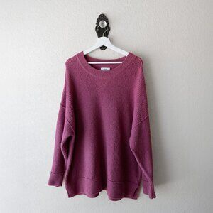 Aerie Oversized Knit Sweater Size M | Mauve Berry Purple Slouchy Cozy Pullover
